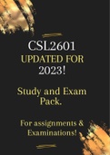CSL2601 Compiled Study & Exam Pack for 2023 (Questions & Answers) QUALITY PACK! 