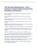 VCE Business Management - Unit 4 Outcome 2 Implementing Change Exam Questions and Answers