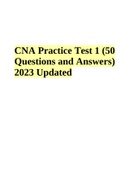 CNA Practice Test 1 (50 Questions and Answers) 2023 Updated | CNA Practice Exam / CNA Certification Nursing Assistant Sample Questions and Answers Latest 2023 & Hartman's CNA practice State Exam 2022 Questions With Complete Solution