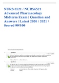 NURS 6521 / NURS6521 Advanced Pharmacology Midterm Exam | Question and Answers | Latest 2020 / 2021 / Scored 99/100
