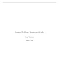 Summary Healthcare Management Articles