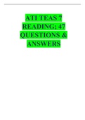 ATI TEAS 7 READING 47 QUESTIONS & ANSWERS