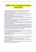 BTEC Level 3 Health and Social  Care Unit 1