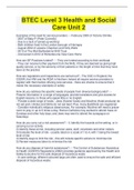 BTEC Level 3 Health and Social  Care Unit 2