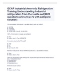GCAP Industrial Ammonia Refrigeration Training&semi;Understanding Industrial refrigeration from the inside out&lpar;2023 questions and answers with complete solution&rpar;