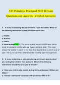 ATI Pediatrics Proctored 2019 B Exam Questions and Answers (Verified Answers)