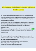ATI Community Health Proctored Retake Exam 2 Questions and Answers (2022/2023) (Verified Answers)