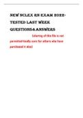 NEW NCLEX RN EXAM 2022-TESTED LAST WEEK QUESTIONS&ANSWERS