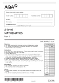 AQA A Level 2022 Maths Paper 1