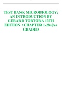 TEST BANK MICROBIOLOGY; AN INTRODUCTION 13TH EDITION BY GERARD TORTORA  >CHAPTER 1-28<|A+ GRADED