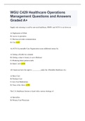 WGU C429 Healthcare Operations Management Questions and Answers Graded A&plus;