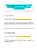 Reading for Virginia Educators &lpar;RVE&rpar;&colon; 0306&sol;5306 Questions and Answers Already Passed