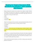 Reading for Virginia Educators &lpar;RVE&rpar; Questions and Answers Latest Updated 2023 Rated A