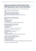 Practice Questions CNA State Exam  2023 Questions with correct Answers
