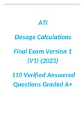 ATI  Dosage Calculations  Final Exam Version 1 (V1) (2023)  110 Verified Answered Questions Graded A+