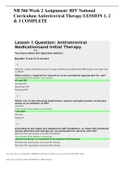 NR 566 Week 2 Assignment: HIV National Curriculum Antiretroviral Therapy LESSION 1, 2 & 3 COMPLETE