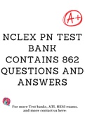 NCLEX PN TESTBANK Contains 862 Questions and Answers