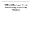 TEST BANK Psychiatric-Mental Health Nursing 8th edition by VIDEBECK (ALL CHAPTERS).