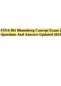 FINA 061 Bloomberg Concept Exam 2 Questions And Answers Updated 2023&period;