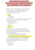 ATI PN MENTAL HEALTH C QUESTIONS AND ANSWERS UPDATE 2023 VERIFIED 100&percnt; CORRECT 