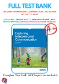 Test Bank For Exploring Interpersonal Communication v2.0 2nd Edition by Scott McLean 9781453390412 Complete Guide