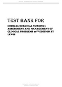 TEST BANK FOR MEDICAL SURGICAL NURSING  ASSESSMENT AND MANAGEMENT OF CLINICAL PROBLEMS 10TH EDITION BY LEWIS