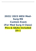      2022/ 2023 HESI Med Surg RN Custom Exam (For Med Surg II Class) Verified 