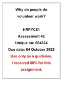 HRPYC81 - RESEARCH REPORT - WHY DO PEOPLE DO VOLUNTEER WORK