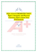  AQA A-level CHEMISTRY 7405/1 Paper 1 Inorganic and Physical Chemistry Mark scheme June 202 Chemistry 