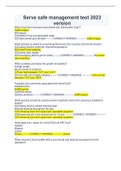 Serve safe management test 2023  version with 100&percnt; correct answers&sol; Serve safe management test 2023  version