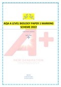 AQA A LEVEL BIOLOGY PAPER 1 MARKING SCHEME 2022