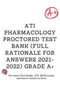ATI Pharmacology Proctored Test Bank (Full Rationale for answers 2021-2022) Grade A+