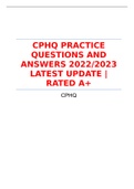 CPHQ PRACTICE QUESTIONS AND ANSWERS 2022/2023 LATEST UPDATE | RATED A+