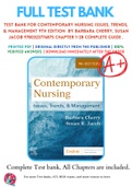 Test Bank For Contemporary Nursing Issues, Trends, & Management 9th Edition  By Barbara Cherry, Susan Jacob 9780323776875 Chapter 1-28 Complete Guide .