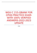 WGU C 215-QBANK FOR CPHQ PRACTICE EXAM-WITH 100% VERIFIED ANSWERS-2022-2023 UPDATE