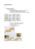 Bio I Lecture 3 Biological Molecules 