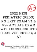 2022 HESI Pediatric (PEDS) RN Exit Exam: V1 & V2 , – Brand New Q&As! Guaranteed Pass w/A+ Actual Screenshots w/Questions & Answers Included!!! ( BUNDLE )