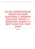 ATI RN COMPREHENSIVE PREDICTOR EXAM QUESTIONS & ANSWERS 2022/2023 UPDATE (+ 500Q)100% GRADE A+| BEST GUIDE FOR YOUR EXAM