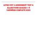 LETRS Unit 4 Assessment Test &  All Sections quizzes 1-8  (answers-Complete 2023 