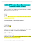 SHRM-CP Practice Exam Questions and Answers Already Passed