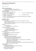 Summary Research Methods 1/Methodologie 1 VU psychology