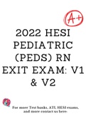 2022 HESI Pediatric &lpar;PEDS&rpar; RN Exit Exam&colon; V1 & V2