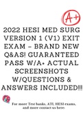 2022 HESI Med Surg Version 1 (v1) exit exam – Brand New Q&As! Guaranteed Pass w/A+ Actual Screenshots w/Questions & Answers Included!!!