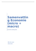 Volledige samenvatting economie (micro+macro) 2022-2023 (boek + lesnotities + slides)