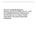 RN VATI COMPREHENSIVE PREDICTOR 2019 FORM A,B & C / VATI RN COMPREHENSIVE PREDICTOR 2019 FORM A,B, & C EACH FORM CONTAINS 180 QUESTIONS AND ANSWERS