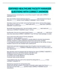 CERTIFIED HEALTHCARE FACILITY MANAGER QUESTIONS WITH CORRECT ANSWERS