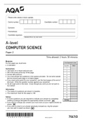 AQA A Level Computer Science Paper 2 2022