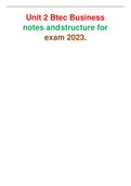 Unit 2 Btec Business notes and structure for exam 2023