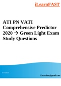 ATI PN VATI Comprehensive Predictor 2020  Green Light Exam Study Questions
