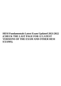 HESI Fundamentals Latest Exam Updated 2021/2022 (With Extra 12 Latest Versions Of The Exam + Other Hesi Exams)